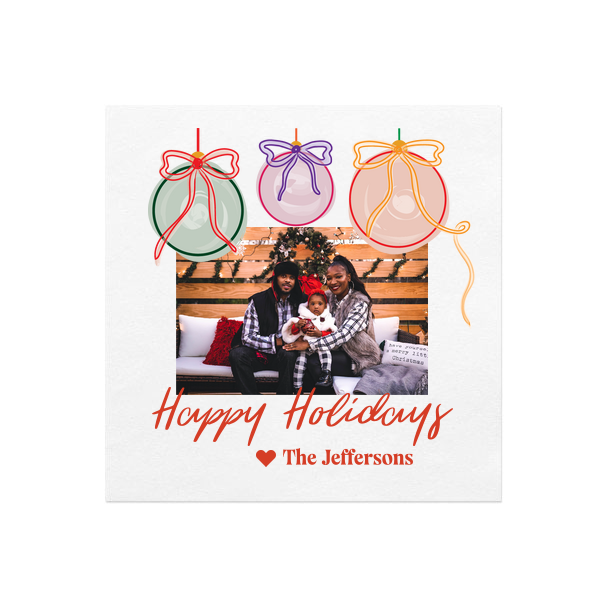 Happy Holidays Custom Photo Napkin Cocktail Napkin (Photo)