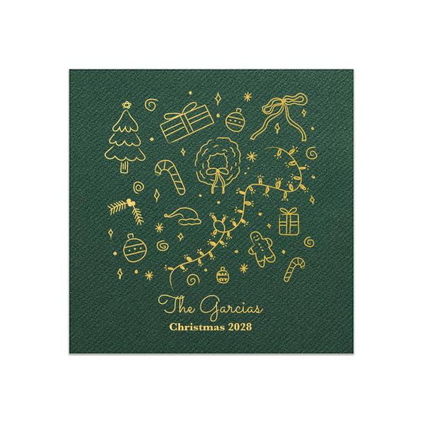 Christmas Illustrations Napkin Cocktail Napkin (Foil)