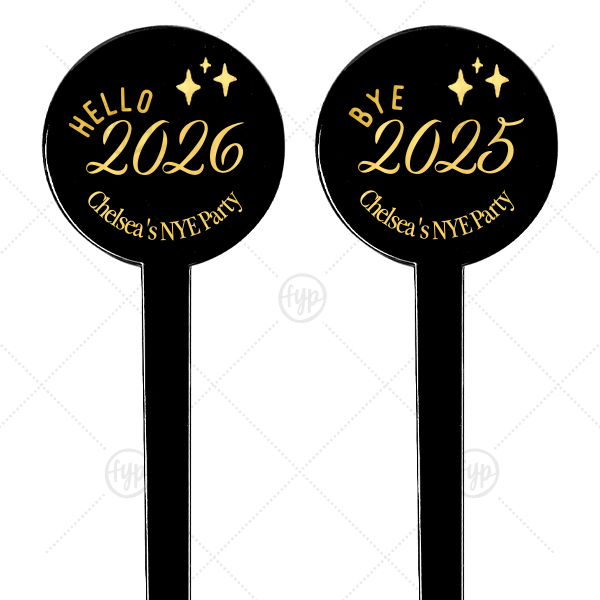 Hello New Years Stir Stick Round Plastic Stir Stick (Foil)
