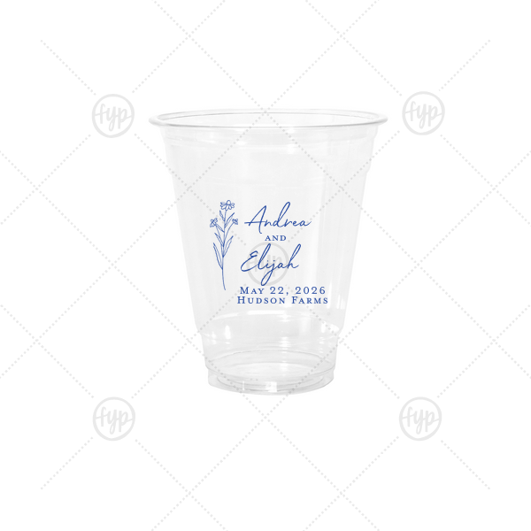 Wildflower Couple Names Wedding Cup 12-oz. Cold Cup (Ink)