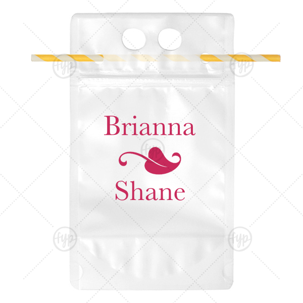 Couples Name Swirling Leaf Drink Pouch Drink Pouch (Foil)
