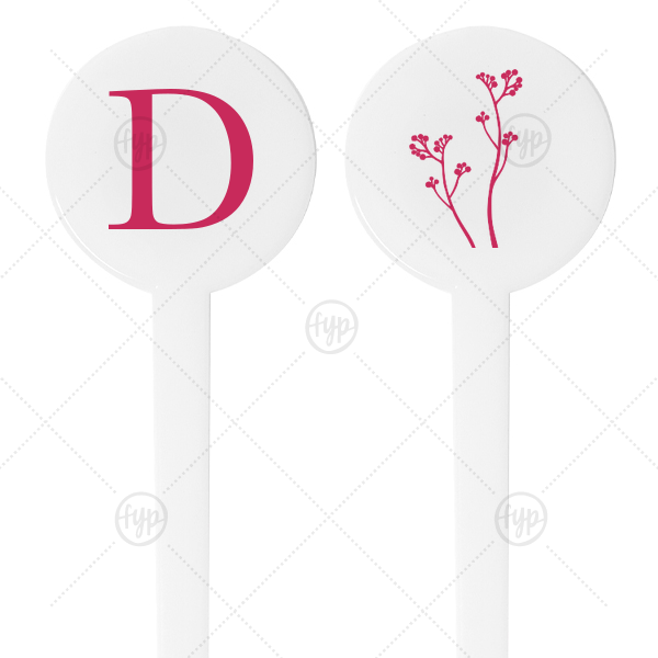 Flora Initials Stir Stick Round Plastic Stir Stick (Foil)