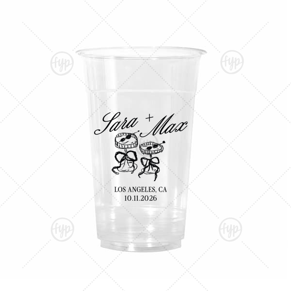 Wedding Glass & Bow Cup 20-oz. Cold Cup (Ink)