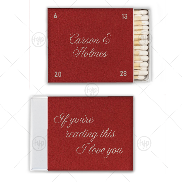 I Love You Cursive Script Leather-Like Matchbox Square Matchbox (Foil)