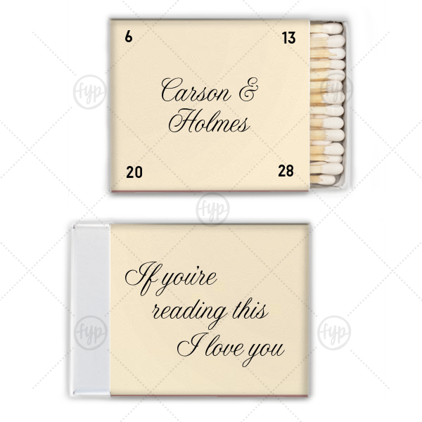 	I Love You Cursive Script Matchbox Square Matchbox (Foil)