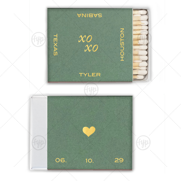 Name, Date & Location XOXO Matchbox Square Matchbox (Foil)