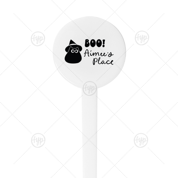 Witchy Cat Stir Stick Round Plastic Stir Stick (Foil)