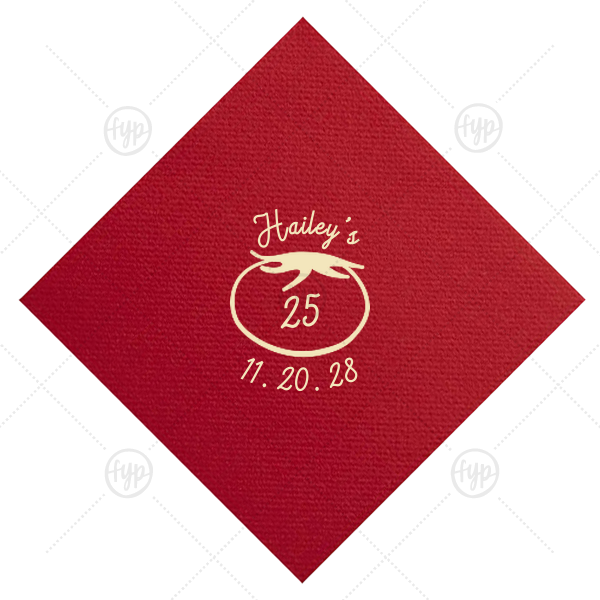 Tomato Birthday Date Napkin Cocktail Napkin (Foil)