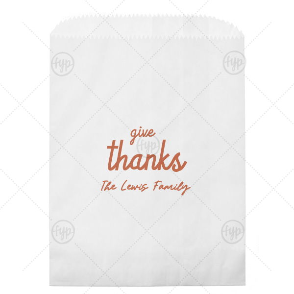 Give Thanks Family Name Bag Cookie Bag (Foil)