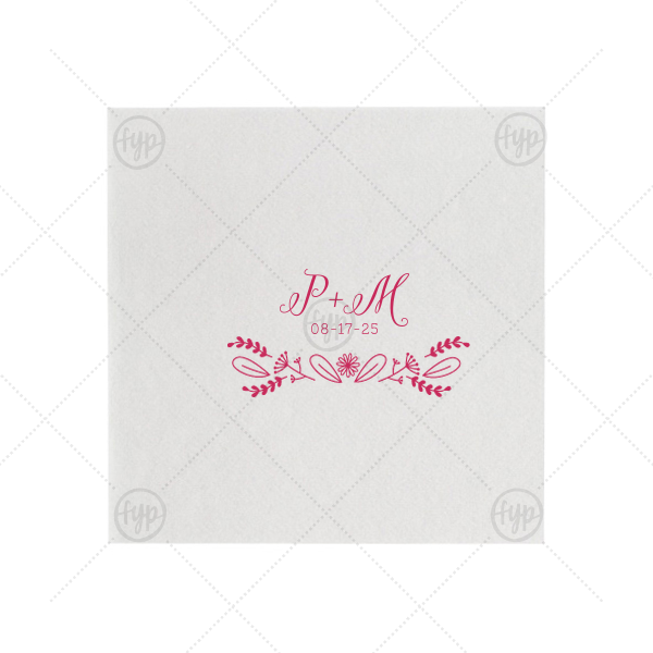 Nordic Nuptials Napkin | This Powder Blue Linen Like Napkin design features a monogram that pairs our Nordic graphic with your initials and special date. Whether for your engagement party, rehearsal dinner or wedding, personalize this napkin for a memorable touch.