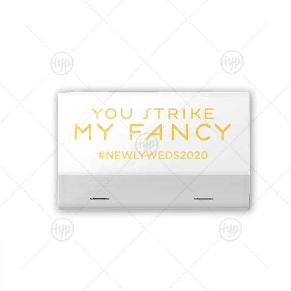 Strike My Fancy Match | Our custom Shiny White 40 Strike Match with Shiny 18 Kt Gold Foil Color will give your party the personalized touch every host desires.