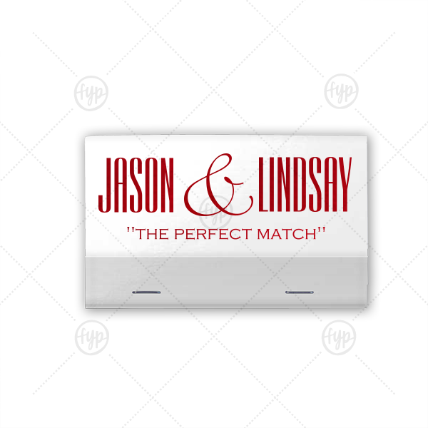 Bold Lettering Perfect Match | ForYourParty's personalized Shiny White 40 Strike Match with Shiny Convertible Red Foil Color can be customized to complement every last detail of your party.
