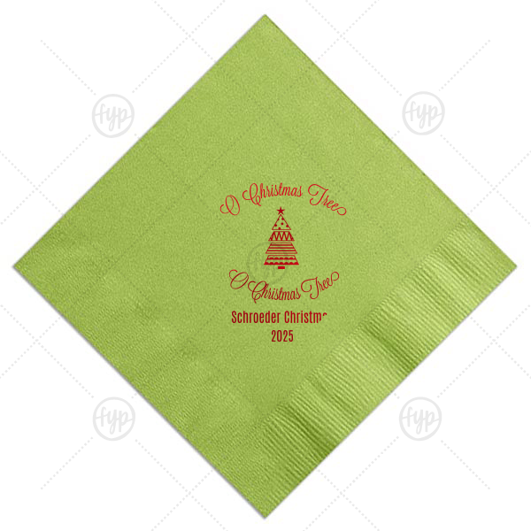 O Christmas Tree Napkin | Personalize Kiwi napkins for beautiful table and barware additions at your Christmas party. Our O Christmas Tree design and clip art make them perfect for a holiday party filled with cheer!
