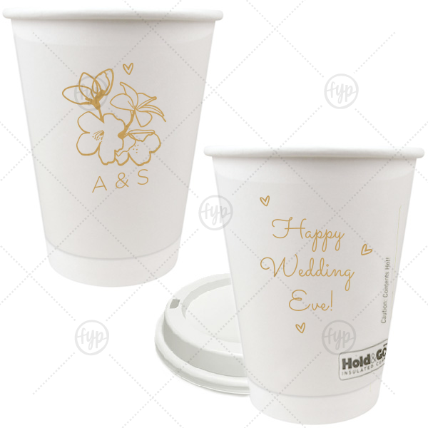 Flower Wedding Eve Paper Cup, 12oz Paper Cup