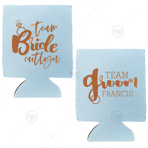 Team Bride Team Groom Can Cooler Flat Can Cooler For Your Party