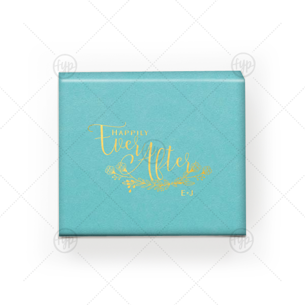 Our custom Poptone Tiffany Blue Rectangle Box with Shiny 18 Kt Gold Foil Color has a HandWreathReception graphic and is good for use in Lovely Press themed parties and will make your guests swoon. Personalize your party's theme today.