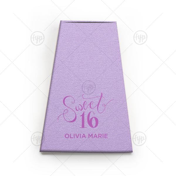 ForYourParty's elegant Stardream Lavender Pyramid Box with Satin Plum Foil has a Sweet Sixteen graphic and is good for use in Kid Birthday, Sweet Sixteen themed parties and can be customized to complement every last detail of your party.