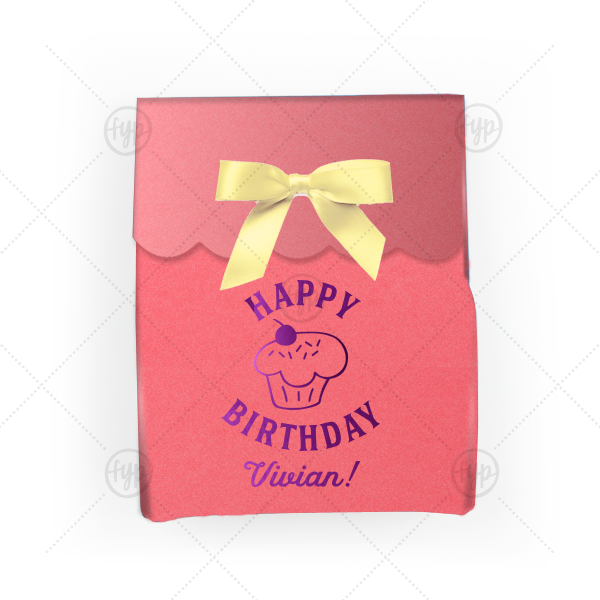 ForYourParty's elegant Coral Truffle Box with Shiny Amethyst Foil has a Cupcake graphic and is good for use in Food, Kid Birthday, Birthday, Dessert themed parties and will impress guests like no other. Make this party unforgettable.
