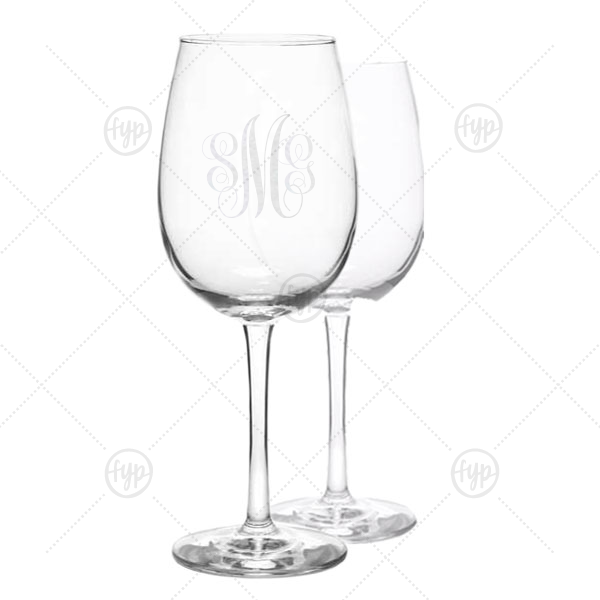 Cursive Monogram Glass Wine Glass Set For Your Party