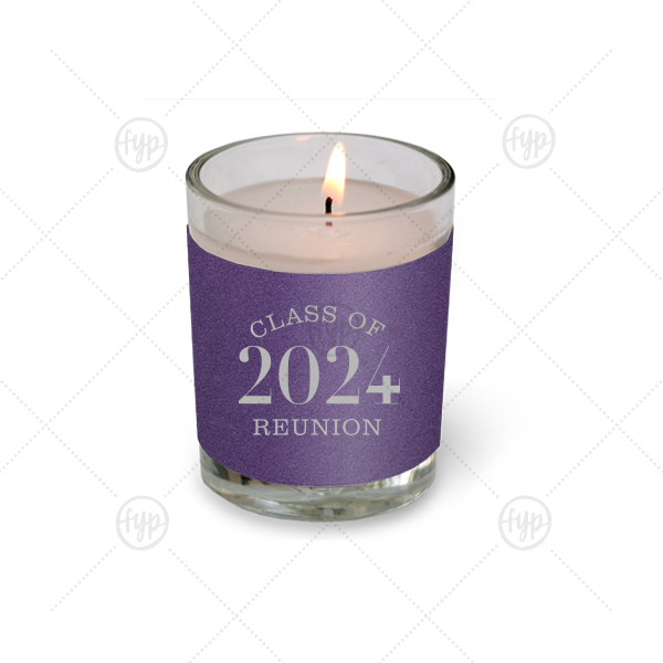 Class Of Votive Candle | Our custom Natural Amethyst Votive Candle with Satin Sterling Silver Foil Color will impress guests like no other. Make this party unforgettable.