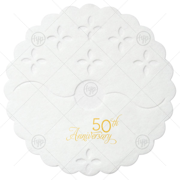 Anniversary Wordart Stem Wrap | Personalized White Stem Wrap with Shiny 18 Kt Gold Foil Color has a Anniversary 50 graphic and is good for use in Anniversary, Wedding themed parties and will look fabulous with your unique touch. Your guests will agree!