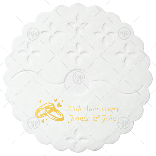 Wedding Rings Stem Wrap | The ever-popular White Stem Wrap with Shiny 18 Kt Gold Foil Color has a Wedding Rings graphic and is good for use in Wedding, Anniversary themed parties and will look fabulous with your unique touch. Your guests will agree!