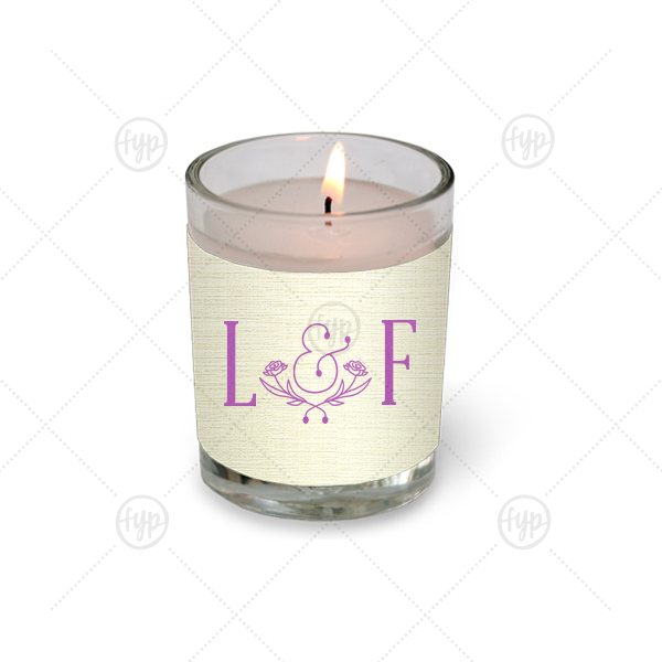 Initials and Floral Ampersand Votive Candle |